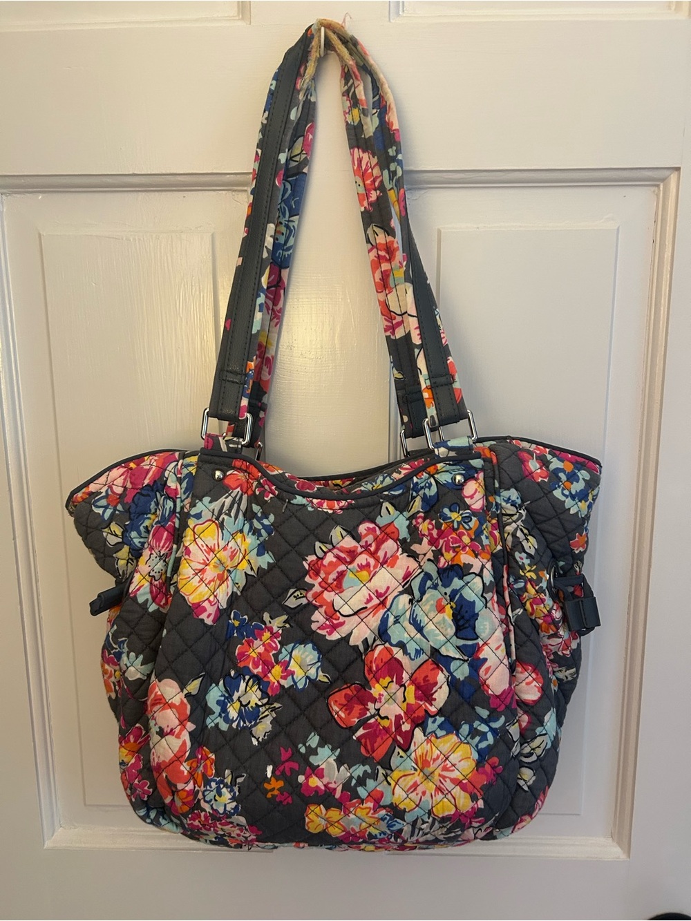 Vera Bradley Quilted Floral Tote - dark blue